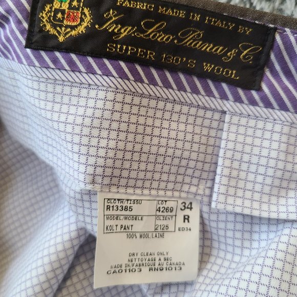 Jack Victor 1913 Luxury Collection Brown 5-Pocket Wool Pant 34/32 - Picture 5 of 5